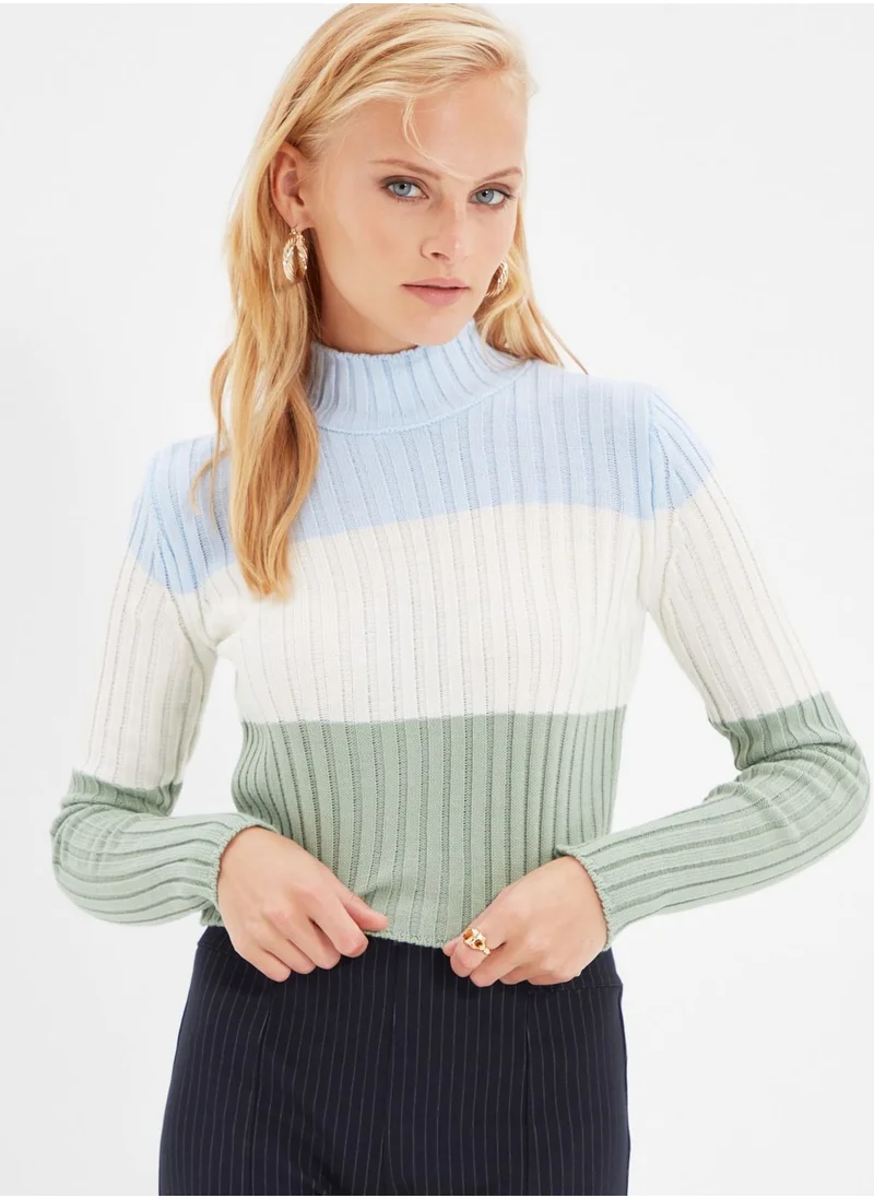 trendyol High Neck Colorblock Sweater