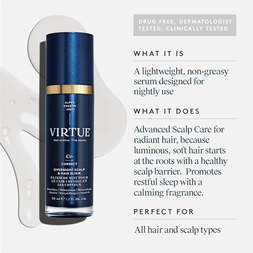 VIRTUE Correct Overnight Scalp and Hair Elixir DrugFree Dermatologist Tested Safe for All Hair Types 17 Fl Oz - Image 3