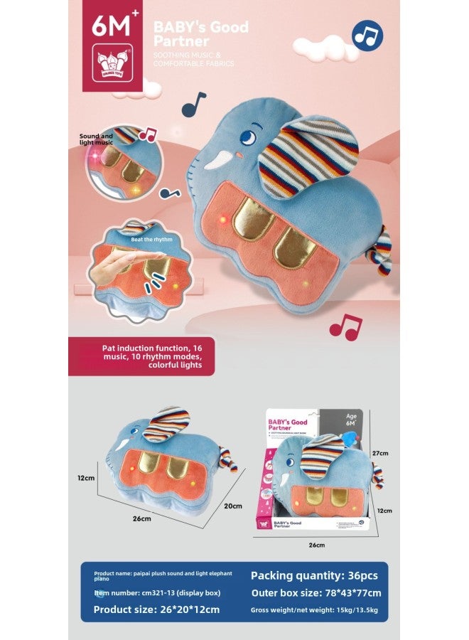 Infant Comfort Clap Drum Plush Sound And Light Early Education Toys Educational Parent-child Baby 0-1 Year Old Toys-Color:Pat Drum Plush Sound And Light Elephant - Image 1