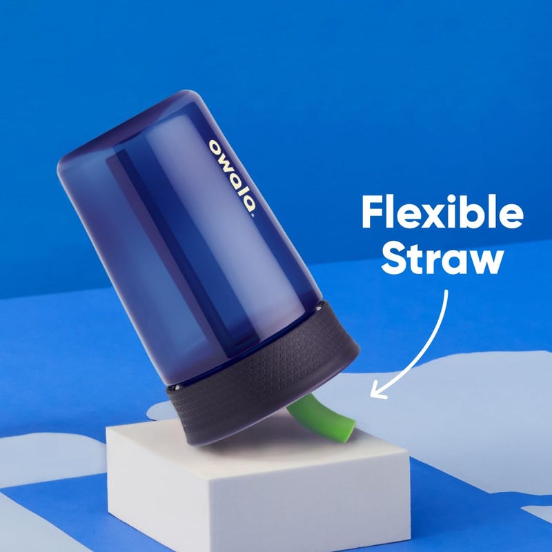 Owala Kids BPA-Free Plastic Tumbler with Spill Resistant Flexible Straw, Easy to Clean, Kids Water Bottle, Great for Travel, Dishwasher Safe, 15 Oz, Navy and Blue (Home Base) - Image 3