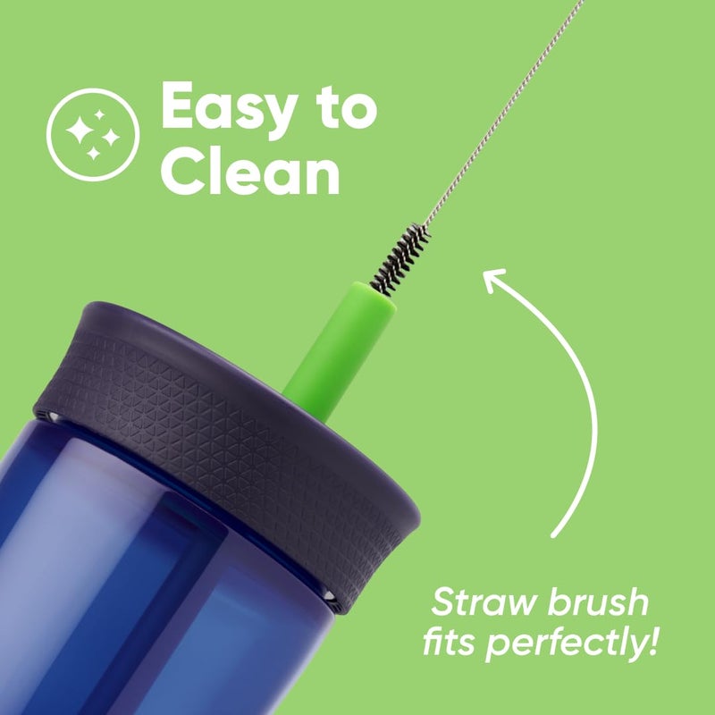 Owala Kids BPA-Free Plastic Tumbler with Spill Resistant Flexible Straw, Easy to Clean, Kids Water Bottle, Great for Travel, Dishwasher Safe, 15 Oz, Navy and Blue (Home Base) - Image 4