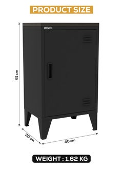 RIGID Steel Mini Locker with Key Lock Black 61x40x30cm  - Image 2