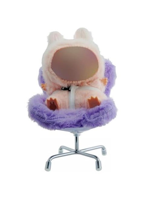 Car Seat for Labubu Doll, Accessories for Labubus, Car Ornaments for Labubu Fans and Doll Collectors with Soft Furry Cushion, Car Air Vent Clip and Desktop Stand (No Doll) (Purple)