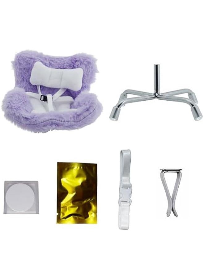 Arabest - Car Seat for Labubu Doll, Accessories for Labubus, Car Ornaments for Labubu Fans and Doll Collectors with Soft Furry Cushion, Car Air Vent Clip and Desktop Stand (No Doll) (Purple) - Image 1