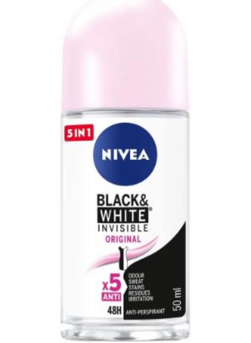 نيفيا مزيل العرق نيفيا رول أون للنساء، حماية غير مرئية باللونين الأبيض والأسود، 50 مل - Image 1
