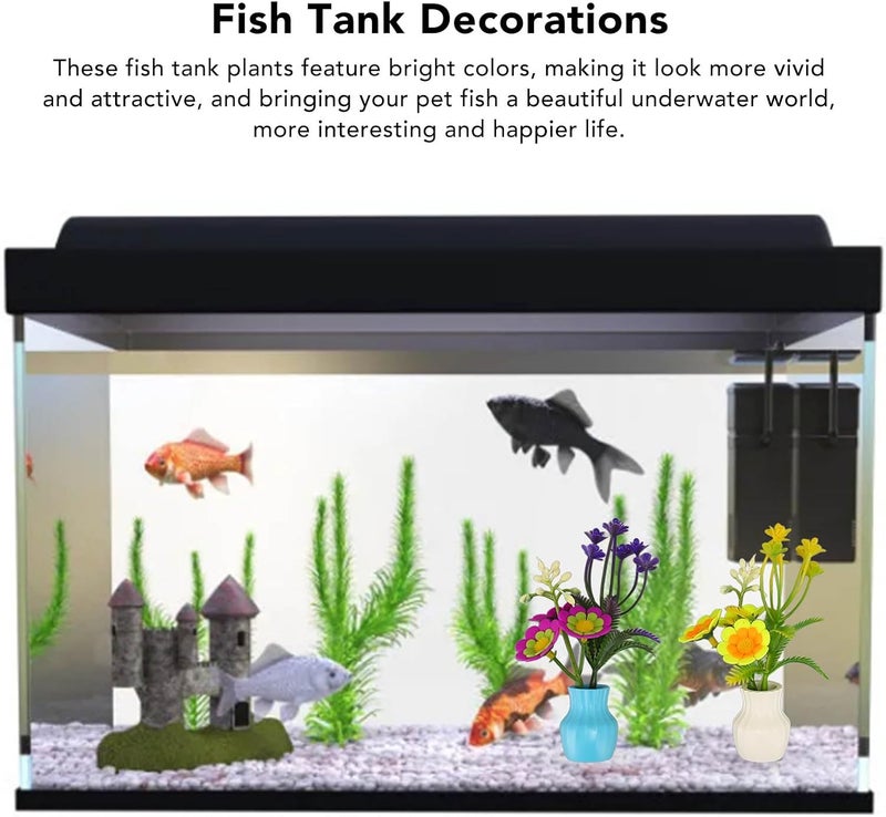 Artificial Aquatic Plant,2pcs Simulation Artificial Fish Tank Flower Plastic Aquarium Plants Decoration Accessories for Living Room Office Balcony - Image 3
