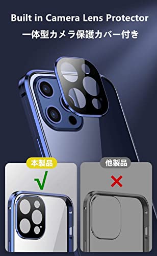 HENGHUI Lockable Case Compatible with iPhone 13 Pro Magnetic Glass Case with Camera Lens Protector Screen Protector Safety Lock 360 Full Body Glass Clear Bumper Cover (Black) - Image 4