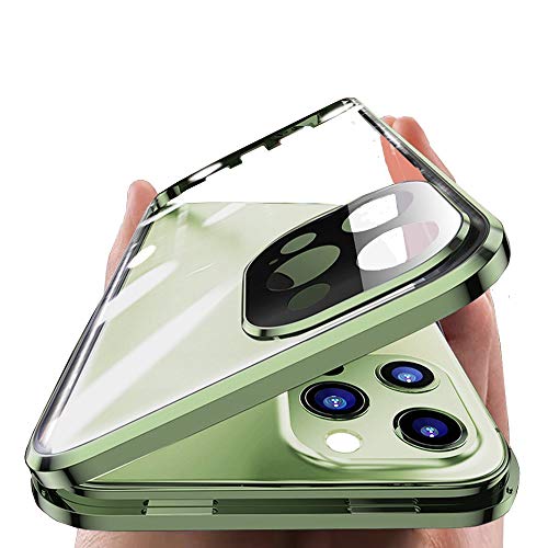 HENGHUI Lockable Case Compatible with iPhone 13 Pro Magnetic Glass Case with Camera Lens Protector Screen Protector Safety Lock 360 Full Body Glass Clear Bumper Cover (Black) - Image 1