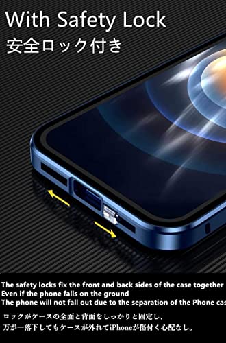 HENGHUI Lockable Case Compatible with iPhone 13 Pro Magnetic Glass Case with Camera Lens Protector Screen Protector Safety Lock 360 Full Body Glass Clear Bumper Cover (Black) - Image 3