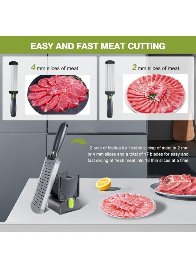 كيلا قطاعة لحوم طازجة، سمك قابل للتعديل 2 أو 4 مم مجموعة قطاعة لحوم يدوية لتقطيع اللحوم الطازجة وتقطيع الطعام للحوم البقر ولحم الضأن والطهي المنزلي والشواء والوعاء الساخن - Image 3