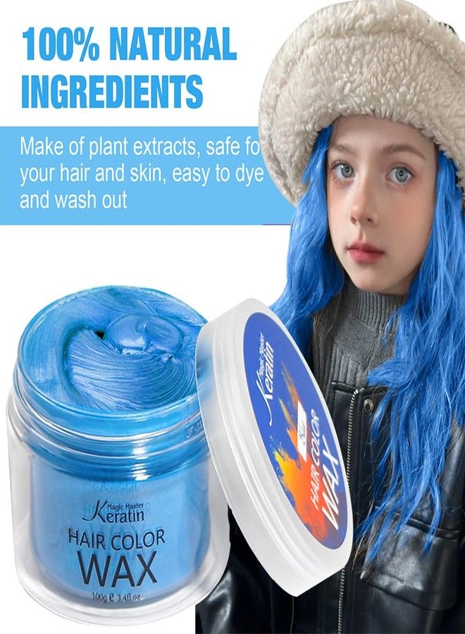 ماجيك ماستر كيراتين شمع تلوين الشعر المؤقت، صبغة شعر للشعر المصبوغ، كريم جل تصفيف طبيعي فوري للأطفال، 3.4 أونصة سائلة، هدايا للبنات، حفلات، أزياء تنكرية، للأطفال (أزرق) - Image 2
