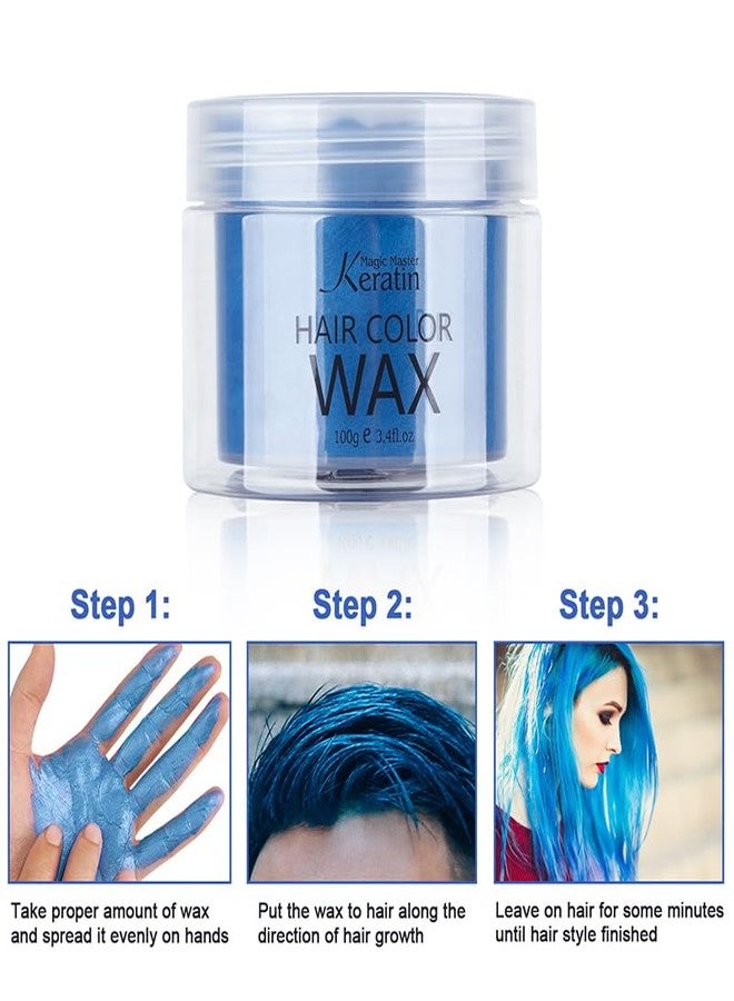 ماجيك ماستر كيراتين شمع تلوين الشعر المؤقت، صبغة شعر للشعر المصبوغ، كريم جل تصفيف طبيعي فوري للأطفال، 3.4 أونصة سائلة، هدايا للبنات، حفلات، أزياء تنكرية، للأطفال (أزرق) - Image 3