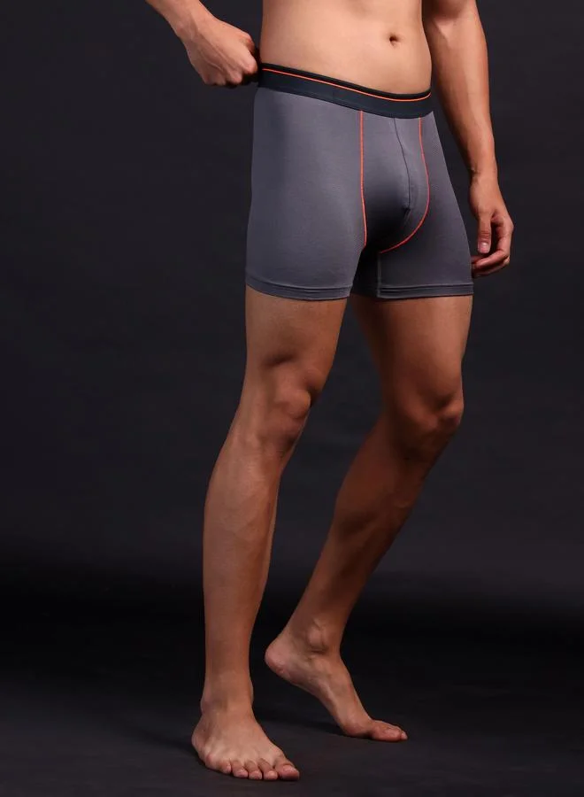 Technosport Technosport Grey Solid 4-Way Stretch Trunks