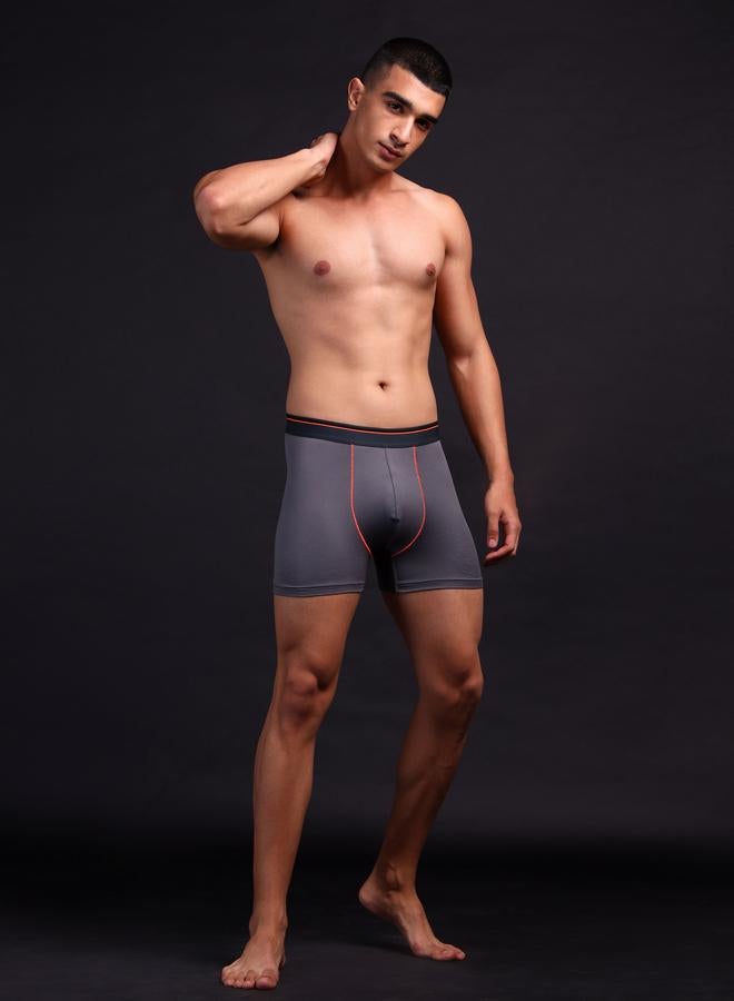 Technosport Grey Solid 4-Way Stretch Trunks - Image 1