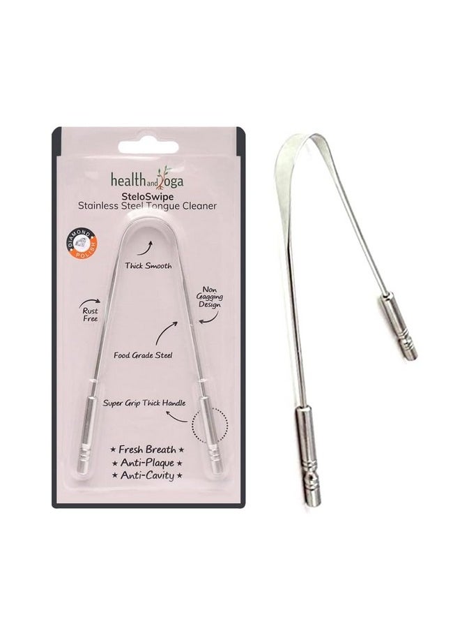 SoulGenie - HealthAndYoga™ Tongue Cleaner Scraper - Hygienic, Surgical Grade, Non-Synthetic Grip - Sterilizable Tongue Brush Cleaner (Surgical Steel - 1 Pack) - Image 1