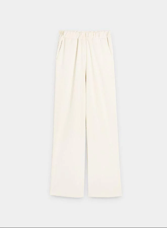 PARFOIS White Fluid trousers with elastic waist for Women | Best Price UAE