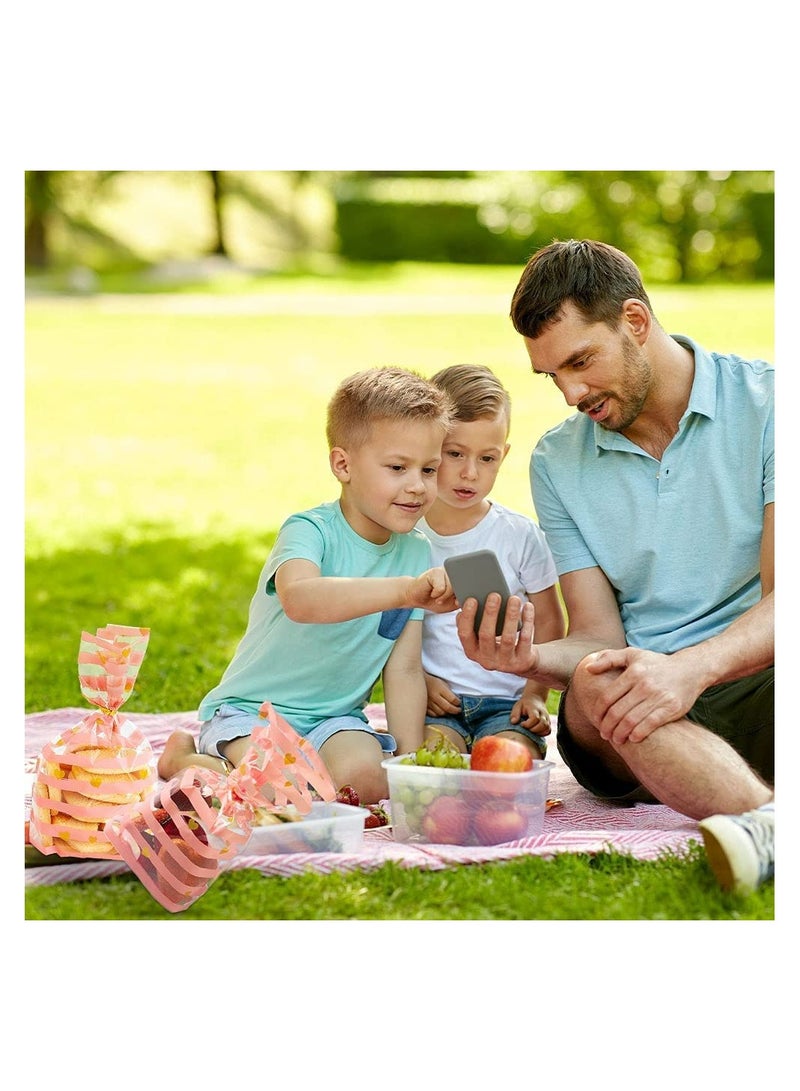 SYOSI Cellophane Bags, Food Gift Bags 100 Pack, Resealable Flat Cello Bags with Twist Ties Pink Party Bags for Popcorn Cookies Dessert Birthday Parties Gift Wrapping, Polka Dot Candy Snack Packaging Bag - Image 5