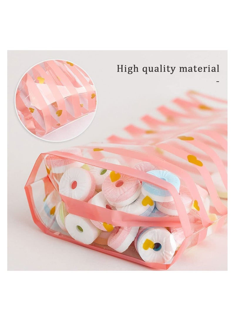 SYOSI Cellophane Bags, Food Gift Bags 100 Pack, Resealable Flat Cello Bags with Twist Ties Pink Party Bags for Popcorn Cookies Dessert Birthday Parties Gift Wrapping, Polka Dot Candy Snack Packaging Bag - Image 3