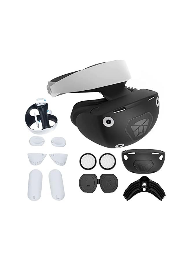 Raxoom Protector Cover Set , Silicone Headset Cover & Face Cushion Cover Pad & Lens Dust Cover & 2 Pack Controller Thumb Grips, Sweatproof and Washable  - Image 1