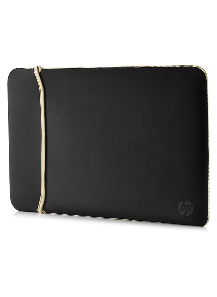 HP 14 Inch (35.5 cm) Black & Gold Reversible Neoprene Sleeve for Laptop/Chromebook/Mac - Image 1