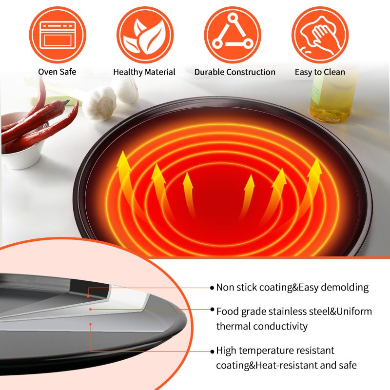 Pulems Round Pizza Pan for Oven,13 Inch Pizza Pan Compatible with Breville Smart Oven BOV800PP BOV800XL, Non-Stick Round Baking Pan Replacement for Breville Smart Oven Air Fryer Pro Accessories, Black - Image 5