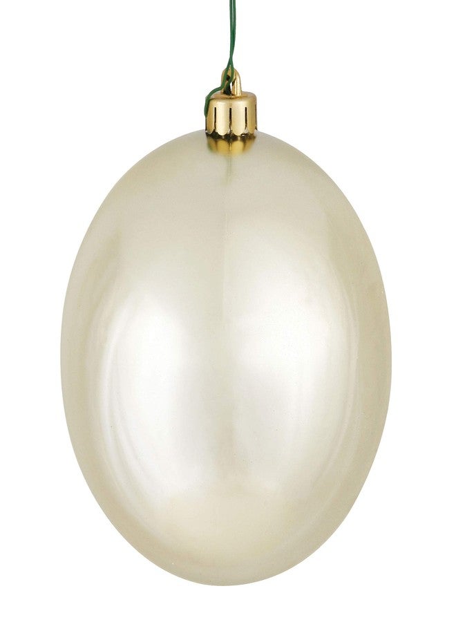 Vickerman 4" Champagne Shiny Ball Ornament - 6 per Bag - Shatterproof Plastic - Reliable and Durable Hanging - Shiny Finish Ornaments - Unique Ornaments - Image 1