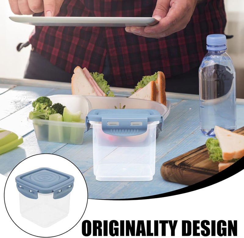 Airtight Yogurt Storage Container 600ml Food Sealed Box with Lid Small Blue Yogurt Fermenting Cup for Refrigerator and Bread Storage - Image 3