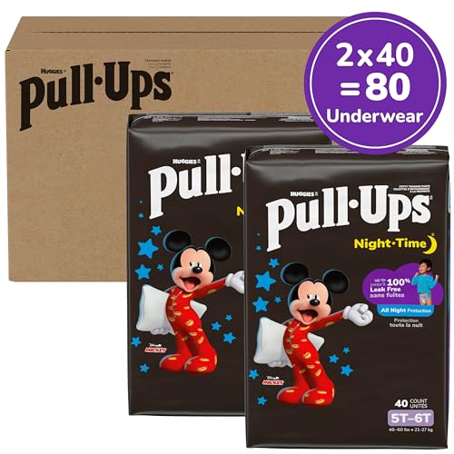 Pull-Ups Boys' Night-Time Potty Training Pants, Size 5T-6T Overnight Training Underwear (46-60 lbs), 80 Ct - Image 2