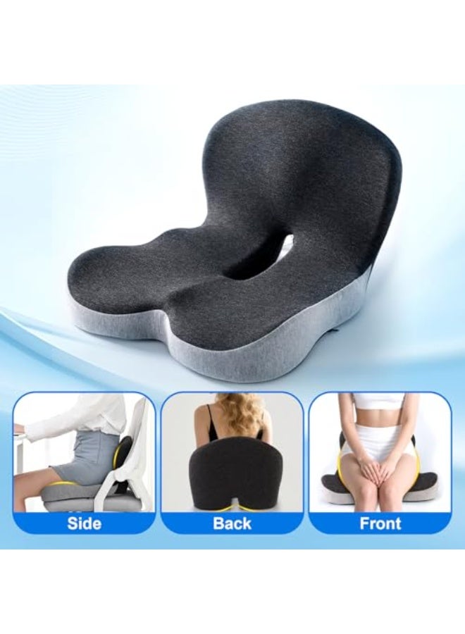 كيلا وسادة مقعد ووسادة دعم قطنية، وسائد كرسي مكتب من إسفنج الذاكرة للظهر والأرداف، وسائد مقعد السيارة ووسائد دعم الظهر مع غطاء قابل للغسل، تقلل الضغط على عظم الذنب وتخفف الألم - Image 4