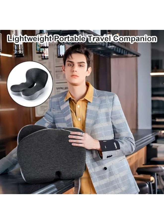 كيلا وسادة مقعد ووسادة دعم قطنية، وسائد كرسي مكتب من إسفنج الذاكرة للظهر والأرداف، وسائد مقعد السيارة ووسائد دعم الظهر مع غطاء قابل للغسل، تقلل الضغط على عظم الذنب وتخفف الألم - Image 5