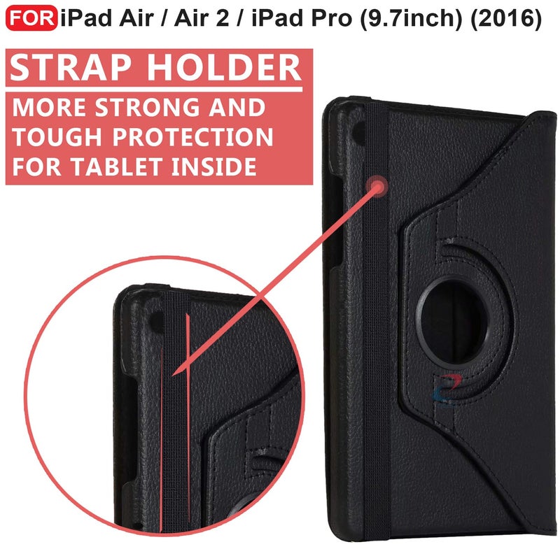 CEDO iPad Air/Air 2 / iPad Pro 9.7 inch (2016) Flip Cover | Leather Finish | 360 Degree Rotate Back Cover | Shockproof Back Cover Case for iPad Air/Air 2nd Gen/iPad Pro (9.7 inch) (2016) (Black) - Image 3