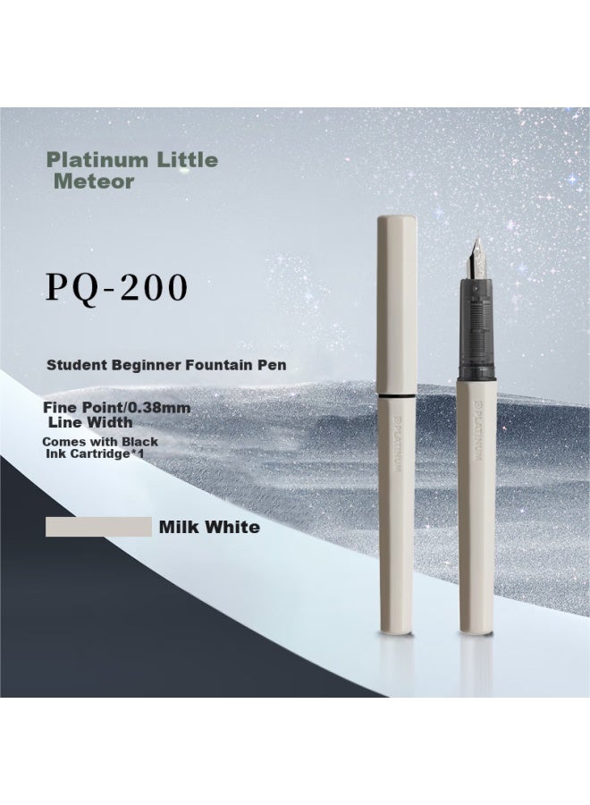 Platinum 【Back To School Essential】Platinum Pq-200 Elementary School Grade 3 Student Calligraphy Practice Pen With Replaceable Ink Cartridge 03F Fine Nib Milky White - Image 1