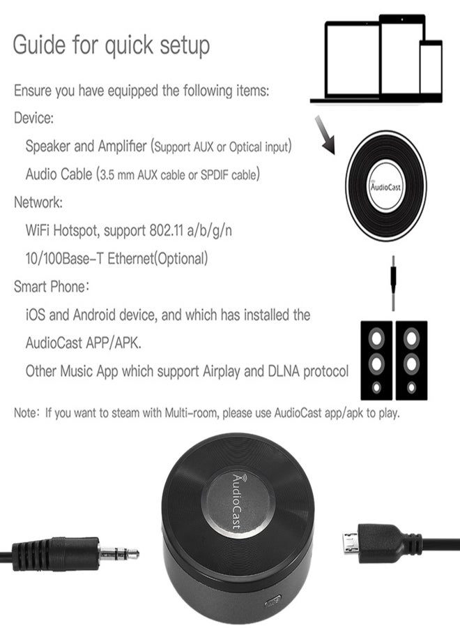 M5 AudioCast HIFI Music Receiver Airplay DLNA IOS & Android Airmusic 2.4G WIFI Audio Speaker for Spotify Wireless Sound Streamer - Image 2