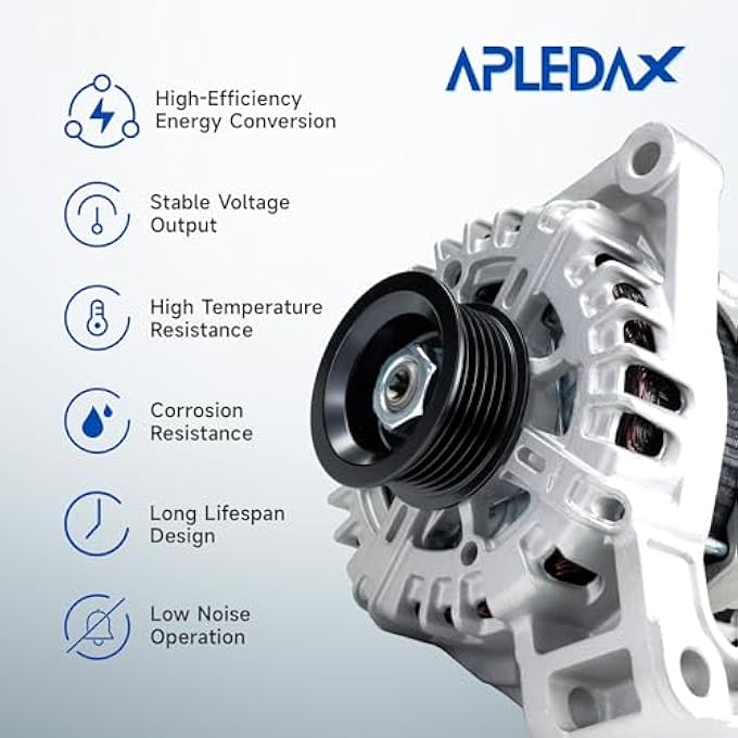 APLEDAX High Output Alternator for -Bu-ick LaCrosse, Cadillac SRX, Chevy Captiva Sport, Equinox, Impala, GMC Terrain, 12V, 150Amp, CW, 6-Groove Pulley, 13502585 - Image 2