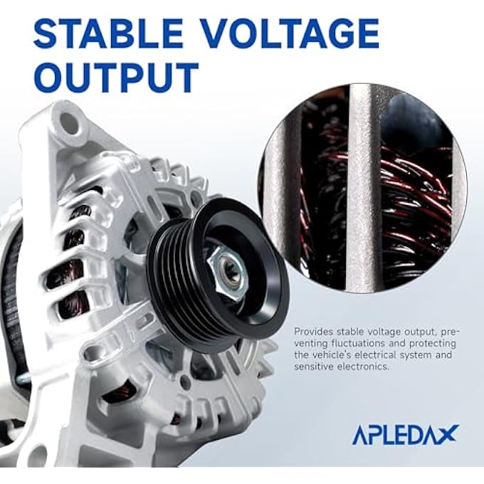 APLEDAX High Output Alternator for -Bu-ick LaCrosse, Cadillac SRX, Chevy Captiva Sport, Equinox, Impala, GMC Terrain, 12V, 150Amp, CW, 6-Groove Pulley, 13502585 - Image 4
