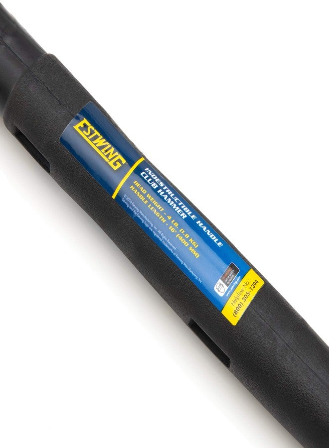 إستوينج مطرقة ثقيلة صلبة من Estwing، وزن 4 أرطال، بمقبض غير قابل للتدمير، طول 16 بوصة، ورأس فولاذي مقفل، ومقبض مطاطي مبركن، لأعمال الهدم ودق الأوتاد. - Image 4