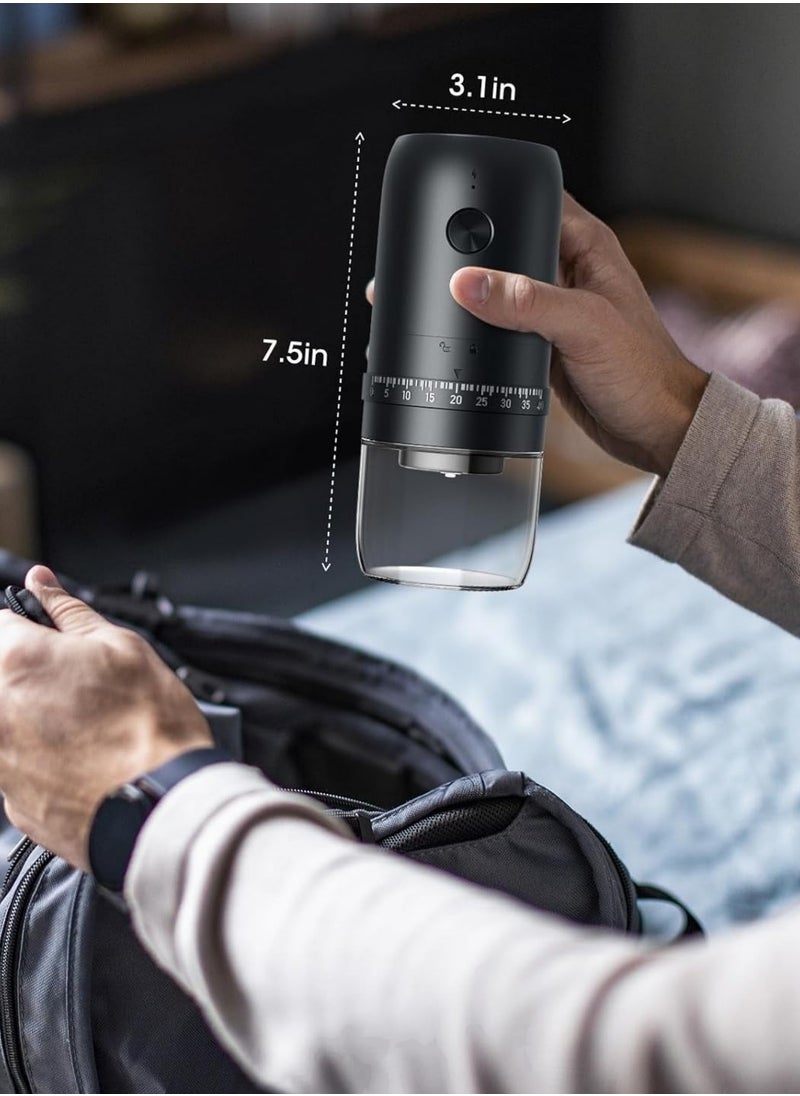 DOSCHER - Portable V60 Burr Coffee Grinder with 40 Adjustable Settings & 35g Capacity, 1800mAh Rechargeable Coffee Bean Grinder with Conical Ceramic Burr, for Travel, Camping, Office, Espresso, etc - Image 1