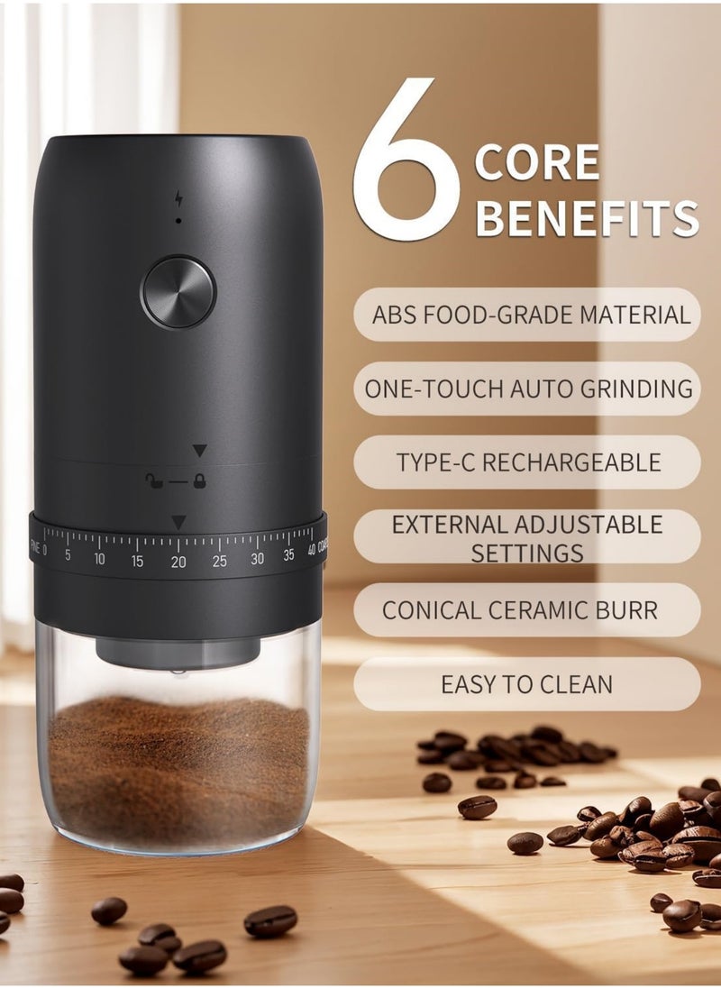 DOSCHER - Portable V60 Burr Coffee Grinder with 40 Adjustable Settings & 35g Capacity, 1800mAh Rechargeable Coffee Bean Grinder with Conical Ceramic Burr, for Travel, Camping, Office, Espresso, etc - Image 1