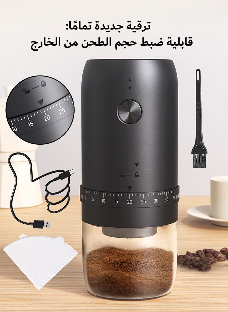 دوشر مطحنة القهوة v60 المحمولة مع 40 إعدادًا قابلًا للتعديل وسعة 25 جرام - Image 1