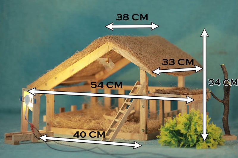 CRIB FACTORY Christmas Crib Standard Size (40 cm x 33 cm x 34 cm) for up to 7 inch Figurines (with SOPT-Light) - Image 3