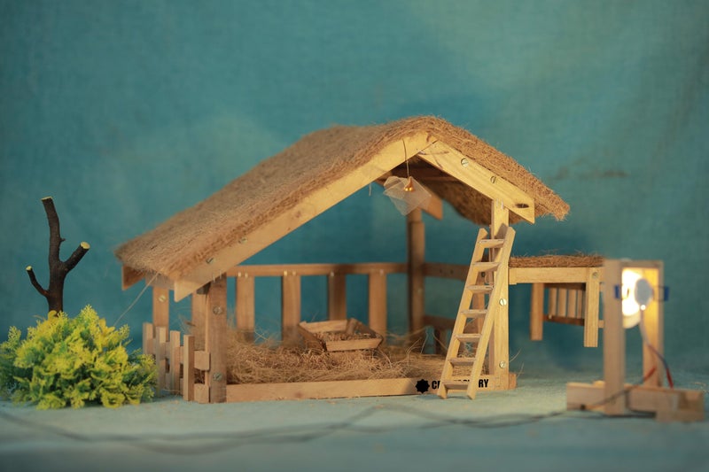 CRIB FACTORY Christmas Crib Standard Size (40 cm x 33 cm x 34 cm) for up to 7 inch Figurines (with SOPT-Light) - Image 2