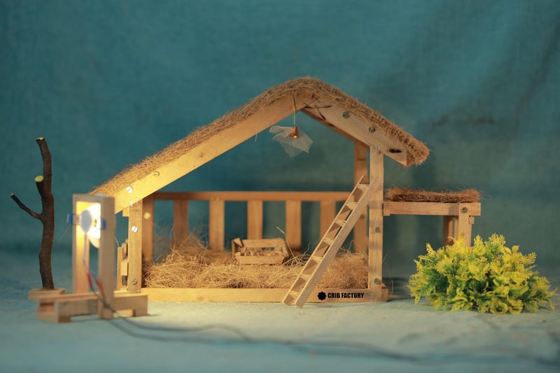 CRIB FACTORY Christmas Crib Standard Size (40 cm x 33 cm x 34 cm) for up to 7 inch Figurines (with SOPT-Light) - Image 5