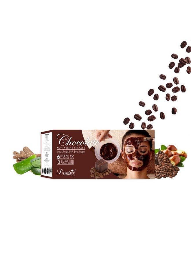 لاستر مجموعة الشوكولاتة للوجه 3 علاجات للوجه للاستخدام الفردي بالداخل غنية بمستخلصات الكاكاو تساعد على تنعيم البشرة وتفتيحها وتوهجها الفوري للنساء والرجال لجميع أنواع البشرة 120 مل. - Image 1
