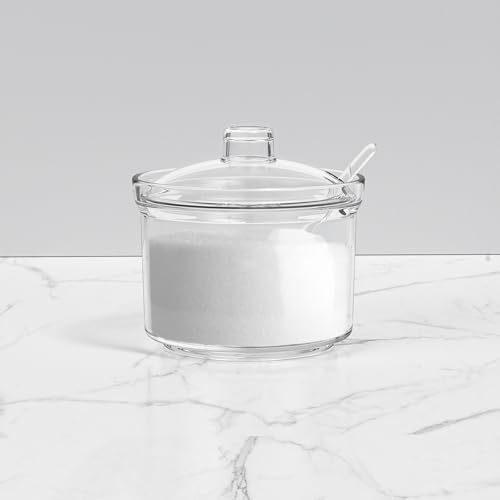 Quald Sugar Container with Lid and Spoon,Sugar Bowl Acrylic Jar for Coffee Bar Accessories Coffee Canister Kitchen Decor (Large) - Image 5