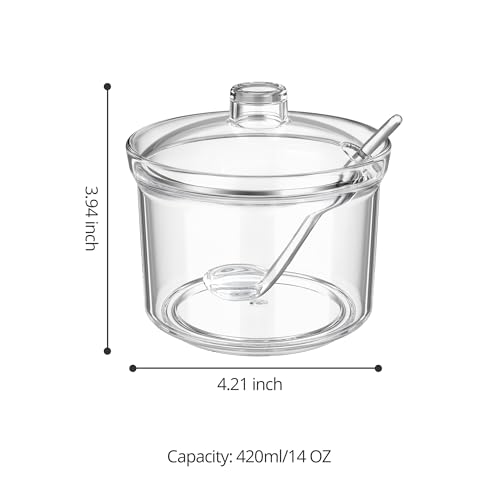 Quald Sugar Container with Lid and Spoon,Sugar Bowl Acrylic Jar for Coffee Bar Accessories Coffee Canister Kitchen Decor (Large) - Image 2