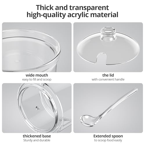 Quald Sugar Container with Lid and Spoon,Sugar Bowl Acrylic Jar for Coffee Bar Accessories Coffee Canister Kitchen Decor (Large) - Image 3