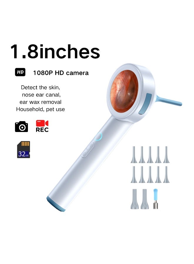Digital otoscope camera with light – HD screen, supports photo and video recording and computer viewing, comes with 32GB card, ear infection detector, pocket-sized otoscope, with earwax removal tool, suitable for families, adults, children and pets. - Image 1