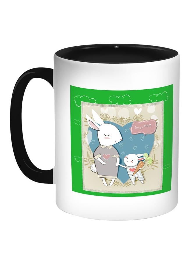 RYN Love You Mom Printed Coffee Mug Green/Black/White 11ounce