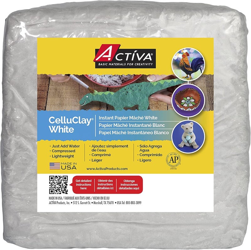 Activa CelluClay Instant Paper Mâché, White, 2lb (900g) | Super Fine Sculpting & Texturing Material for Arts & Crafts - Image 1