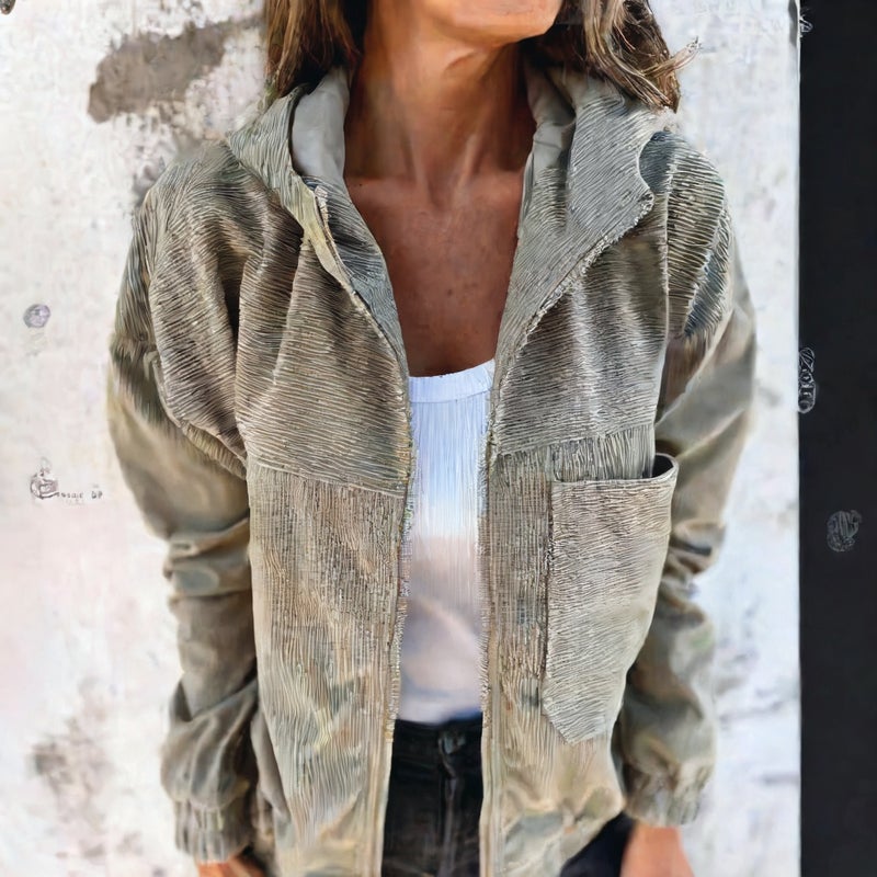 Corduroy Hooded Jacket Women Casual Outerwear Autumn - Image 3